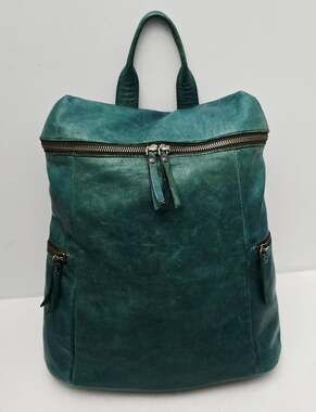 Vilenca Holland Distressed Leather Hobo Backpack Teal Large